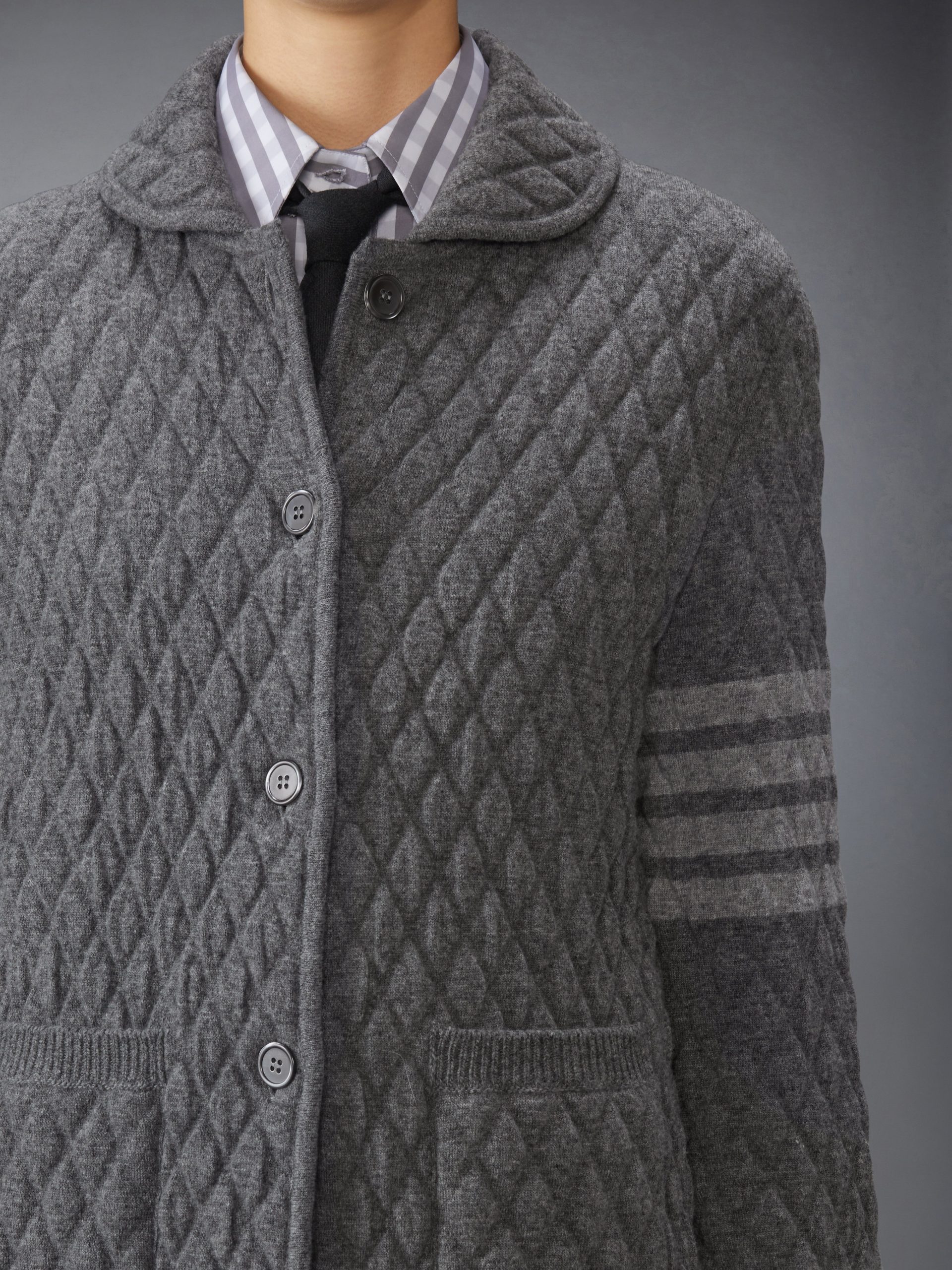 QUILTED KNIT JACQUARD MERINO WOOL 4-BAR WORK JACKET - Image 5