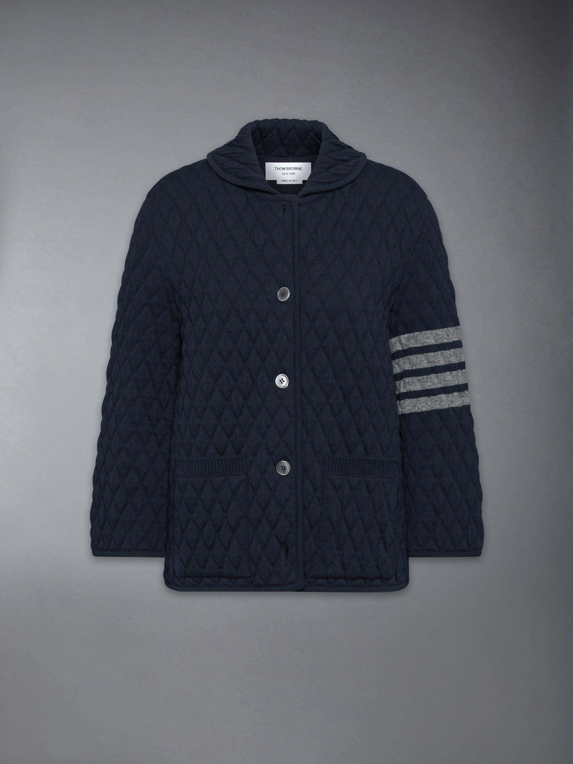 QUILTED KNIT JACQUARD MERINO WOOL 4-BAR WORK JACKET - Image 6