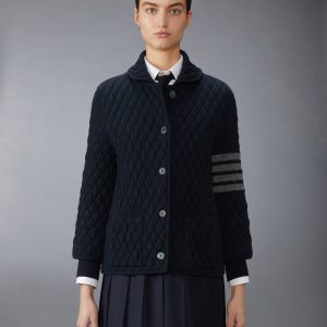 QUILTED KNIT JACQUARD MERINO WOOL 4-BAR WORK JACKET