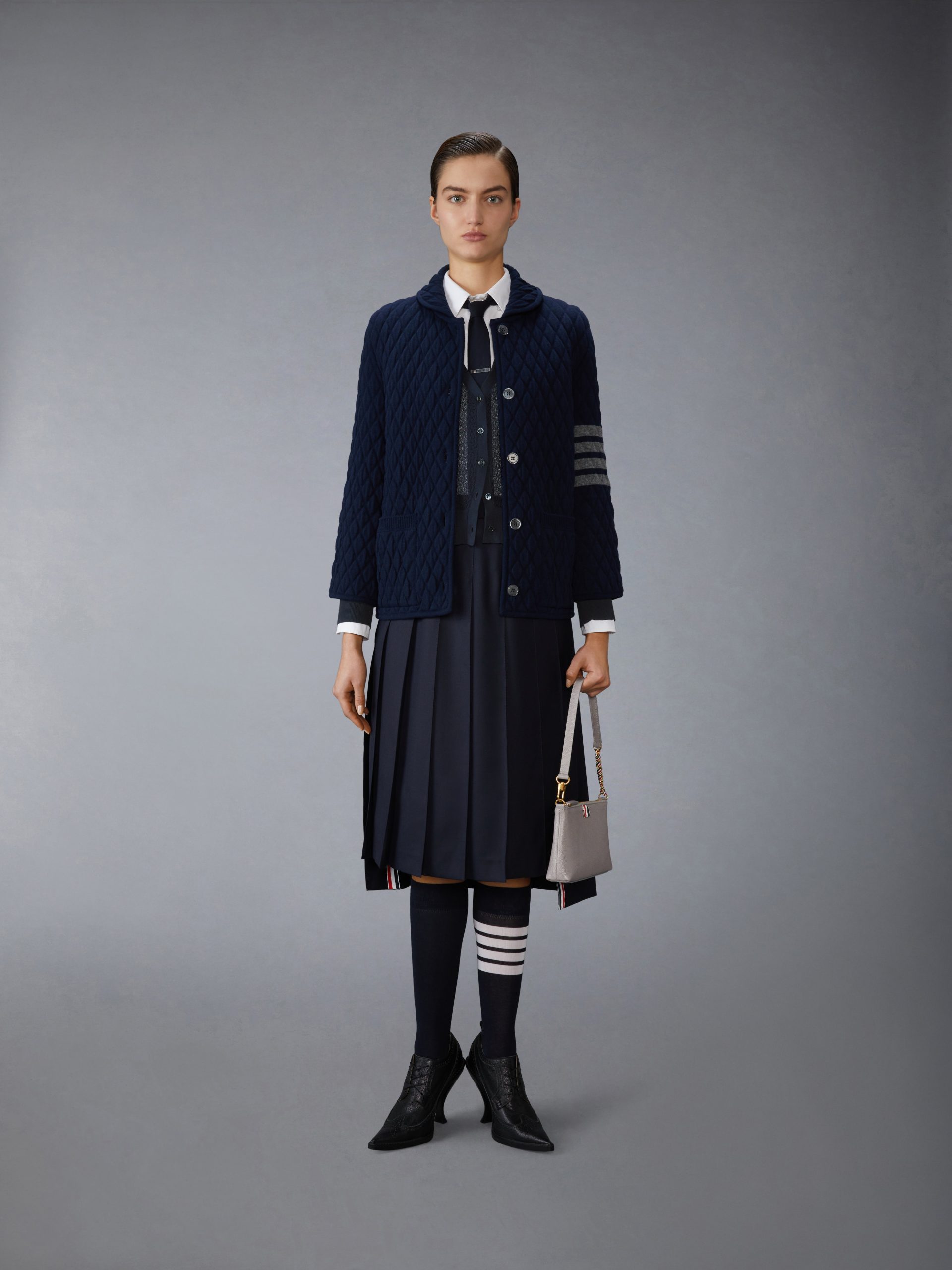 QUILTED KNIT JACQUARD MERINO WOOL 4-BAR WORK JACKET - Image 3