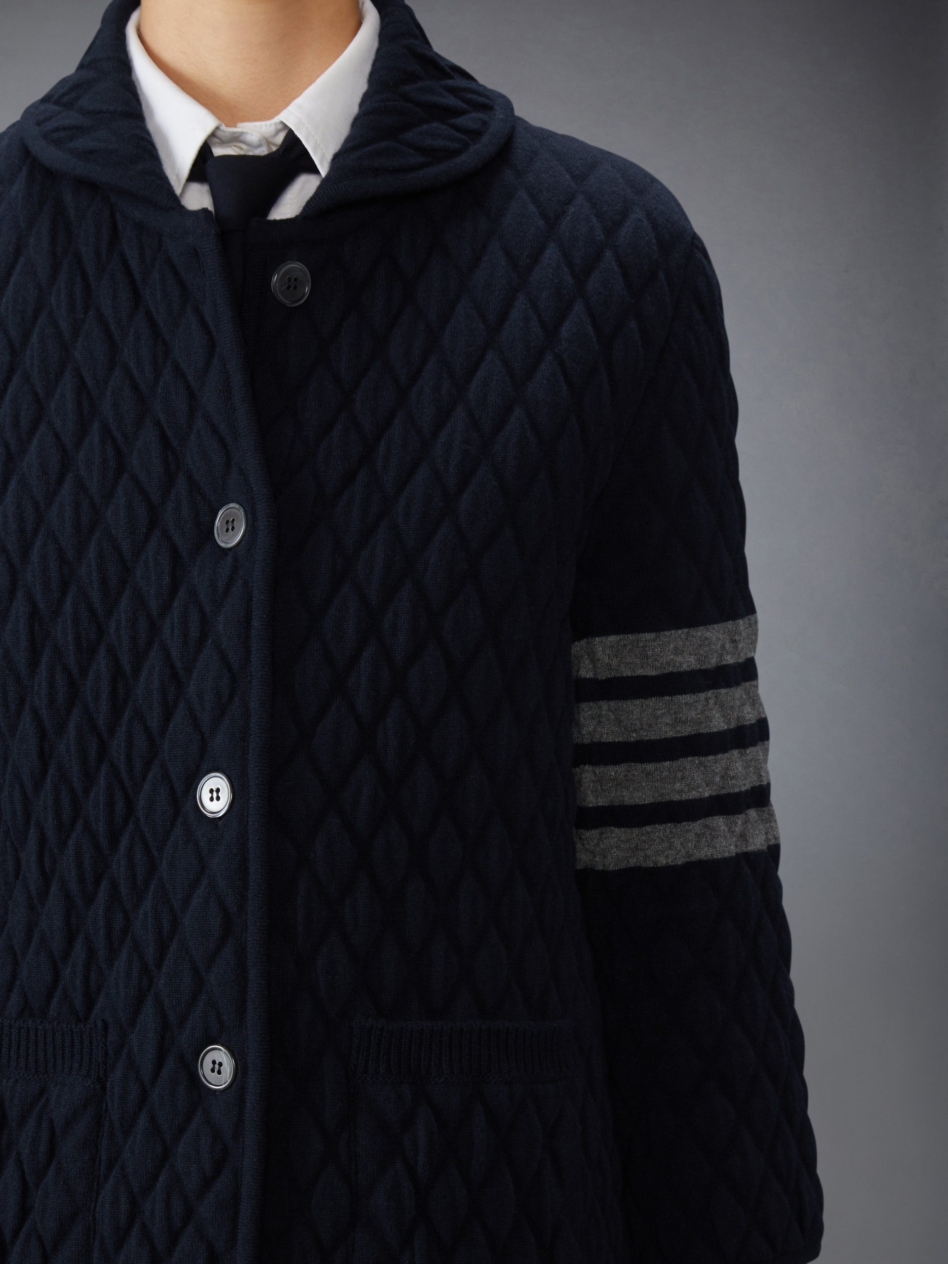 QUILTED KNIT JACQUARD MERINO WOOL 4-BAR WORK JACKET - Image 5