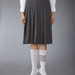 WOOL SILK POINTELLE PLEATED SKIRT