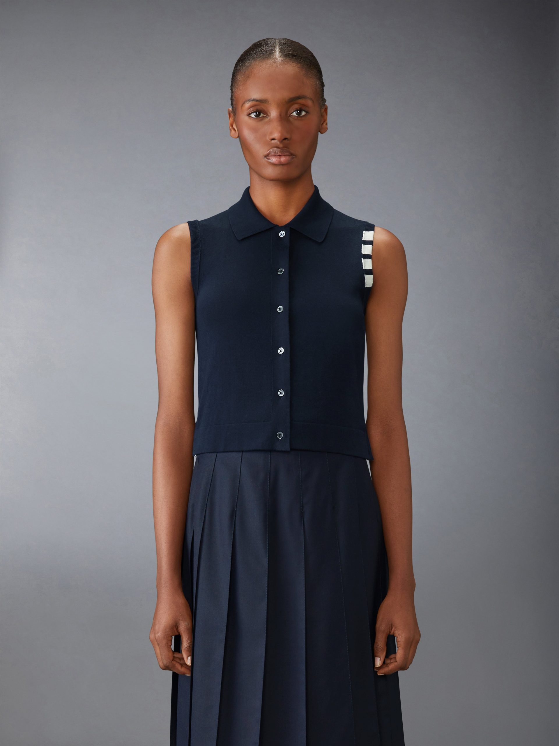 COTTON 4-BAR CROPPED SHIRT