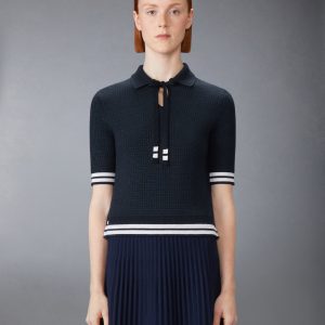 TUCK STITCH SILK CASHMERE & WOOL POLO