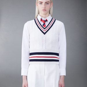 CASHMERE CABLE V-NECK VEST