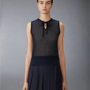 COTTON CASHMERE NECK TIE SHELL TOP