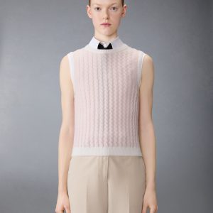 CASHMERE BABY CABLE STITCH SHELL TOP