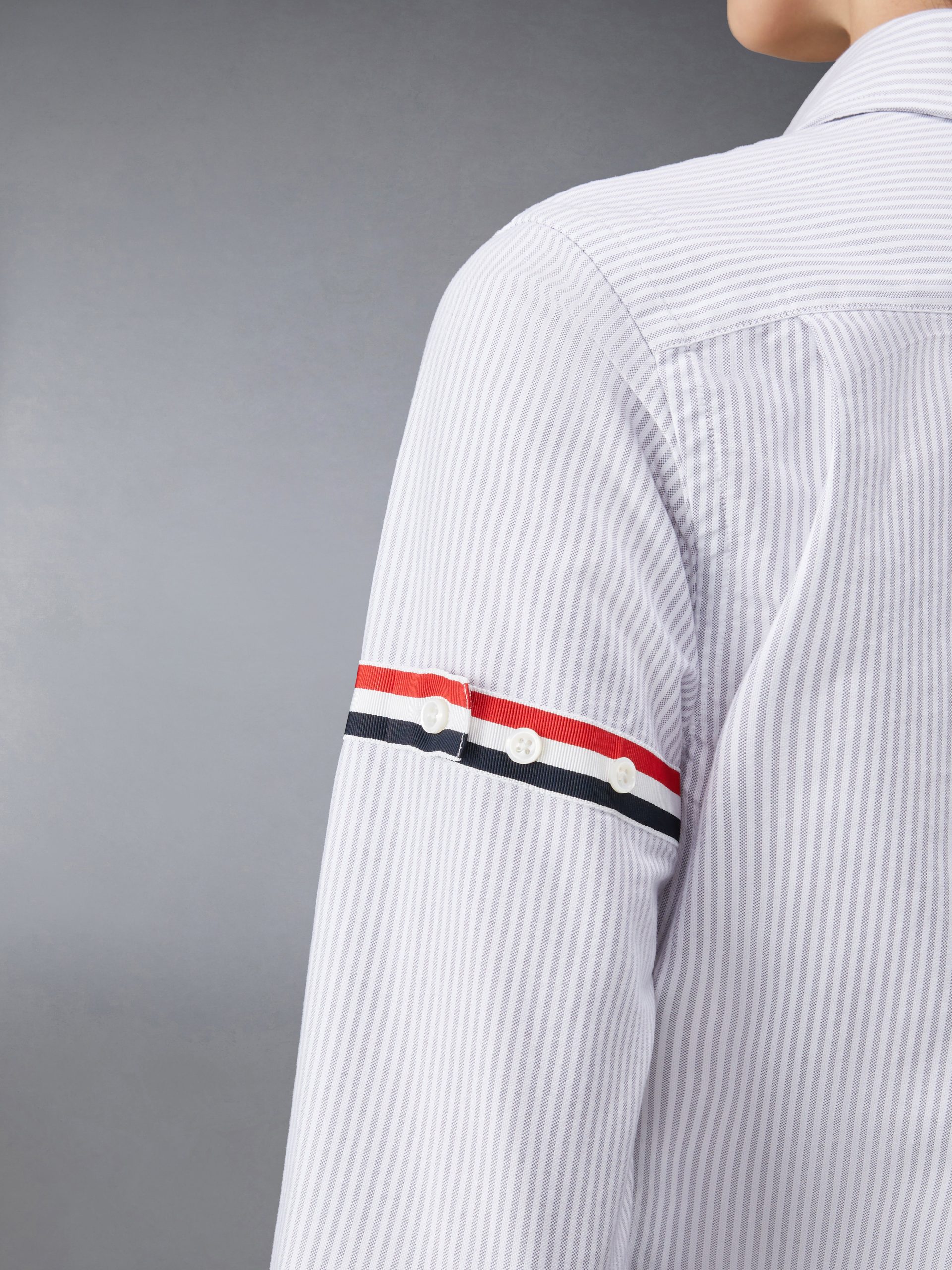 STRIPE OXFORD ARMBAND CLASSIC ROUND COLLAR SHIRT - Image 8