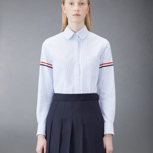 STRIPE OXFORD ARMBAND CLASSIC ROUND COLLAR SHIRT
