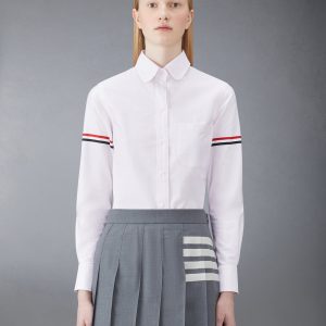 STRIPE OXFORD ARMBAND CLASSIC ROUND COLLAR SHIRT