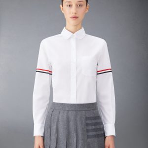 POPLIN ARMBANDS CLASSIC ROUND COLLAR SHIRT