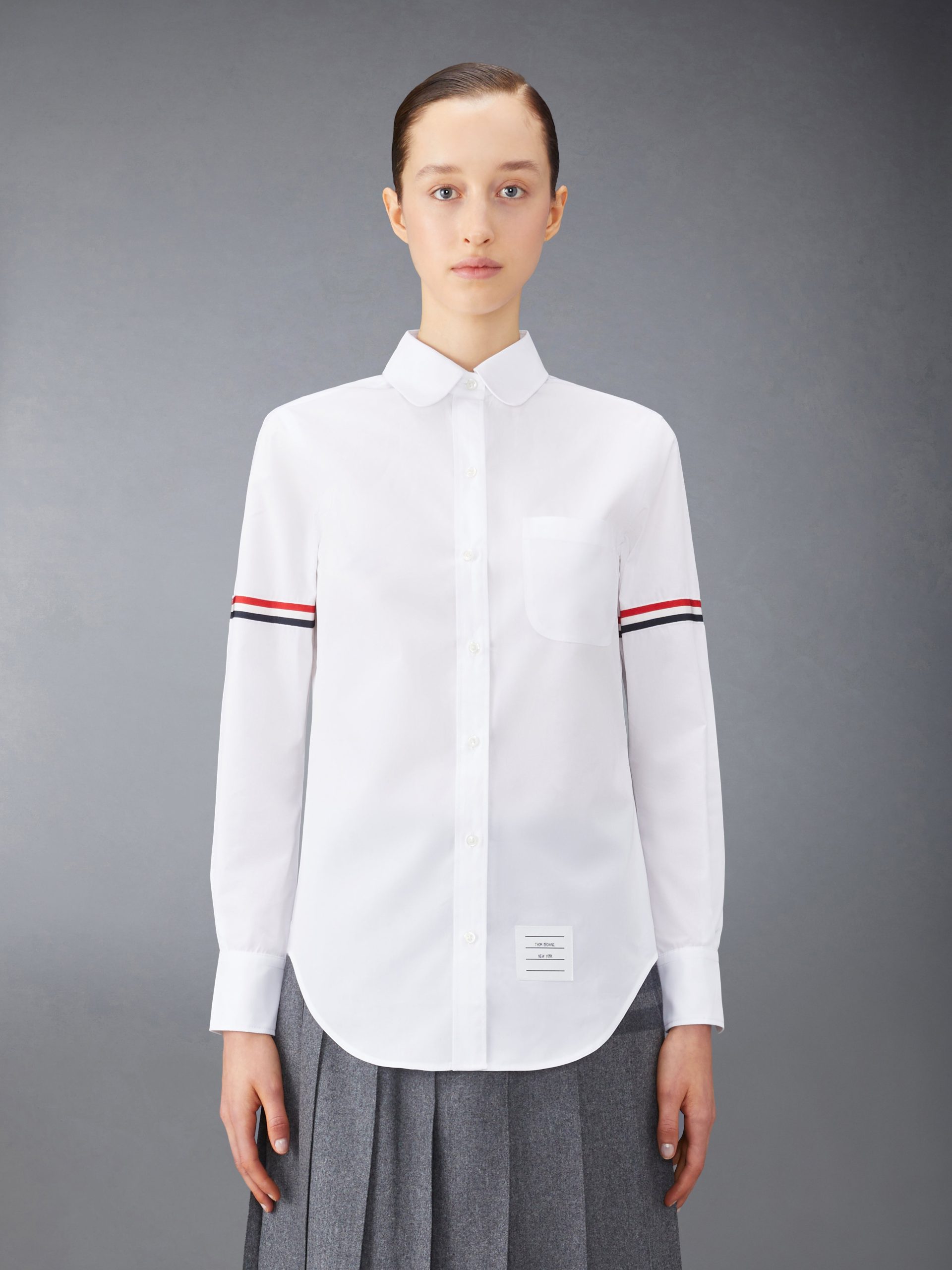POPLIN ARMBANDS CLASSIC ROUND COLLAR SHIRT - Image 2