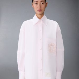 SOLID POPLIN CREST EMBROIDERY ARMBAND SUPERSIZED SHIRT