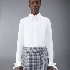 Silk Twill Scarf Cuff Easy Fit Shirt