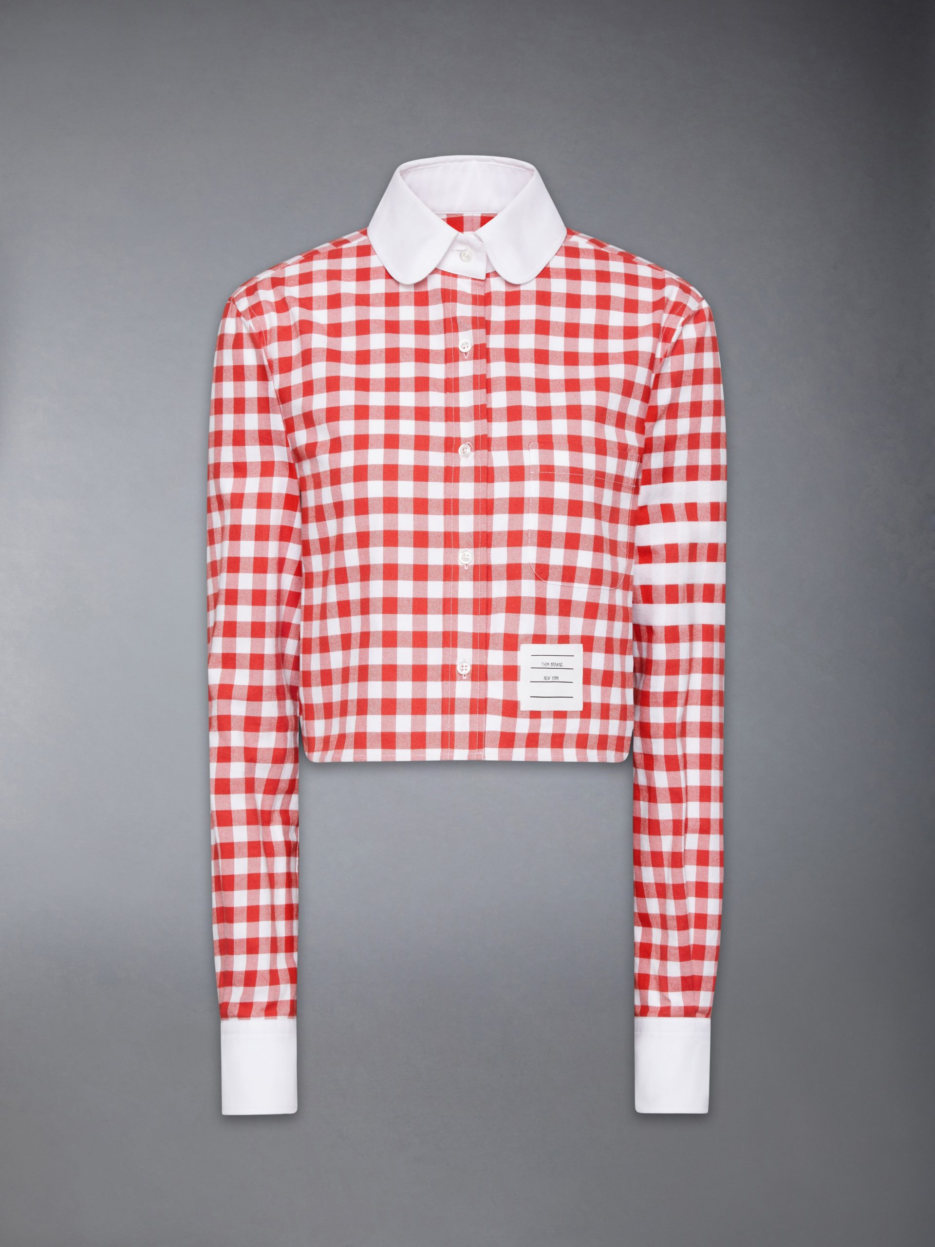 GINGHAM CHECK FLANNEL 4-BAR CROPPED SHIRT - Image 6