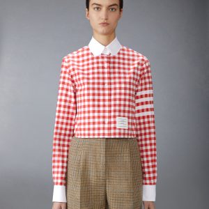 GINGHAM CHECK FLANNEL 4-BAR CROPPED SHIRT