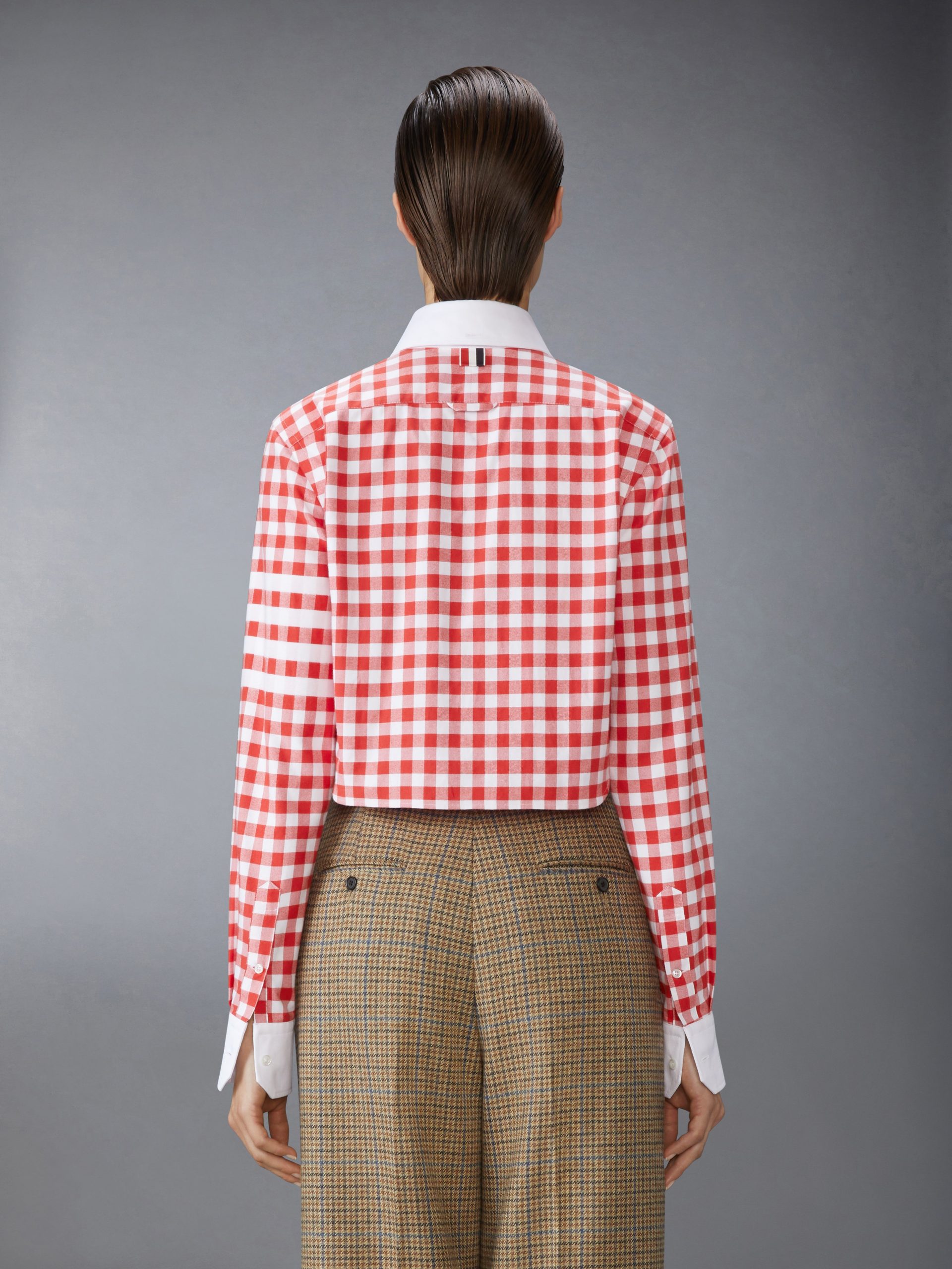 GINGHAM CHECK FLANNEL 4-BAR CROPPED SHIRT - Image 2
