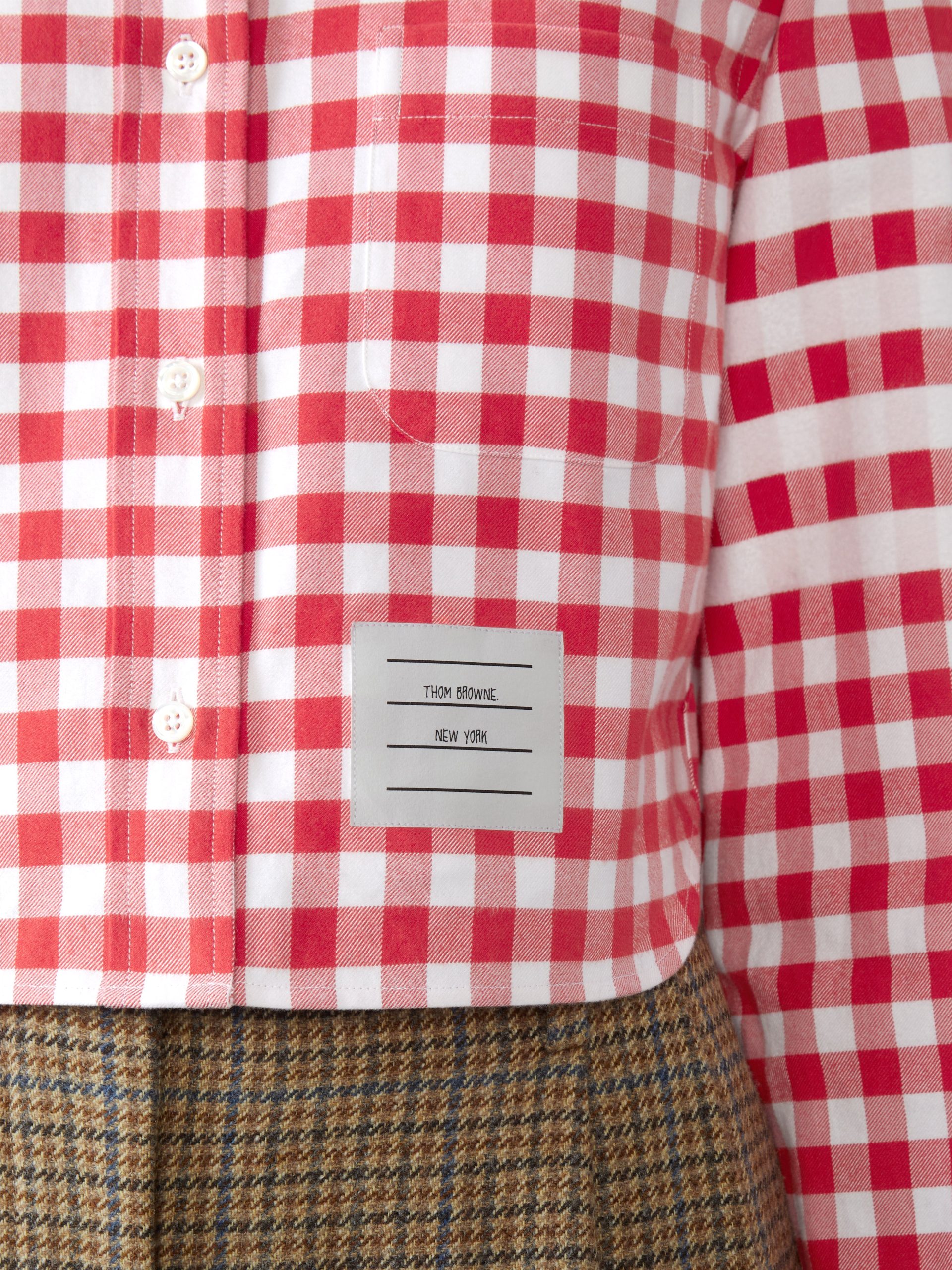 GINGHAM CHECK FLANNEL 4-BAR CROPPED SHIRT - Image 4