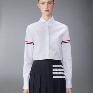 OXFORD ARMBAND CROPPED ROUND COLLAR SHIRT