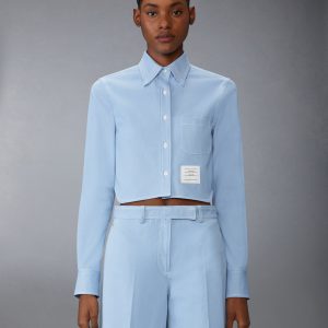 DENIM CLASSIC CROPPED LONG SLEEVE SHIRT