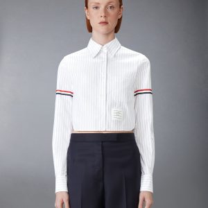 OXFORD PINSTRIPE ARMBAND CROPPED SHIRT