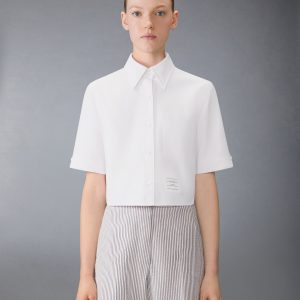 OXFORD CROPPED SHORT SLEEVE SHIRT