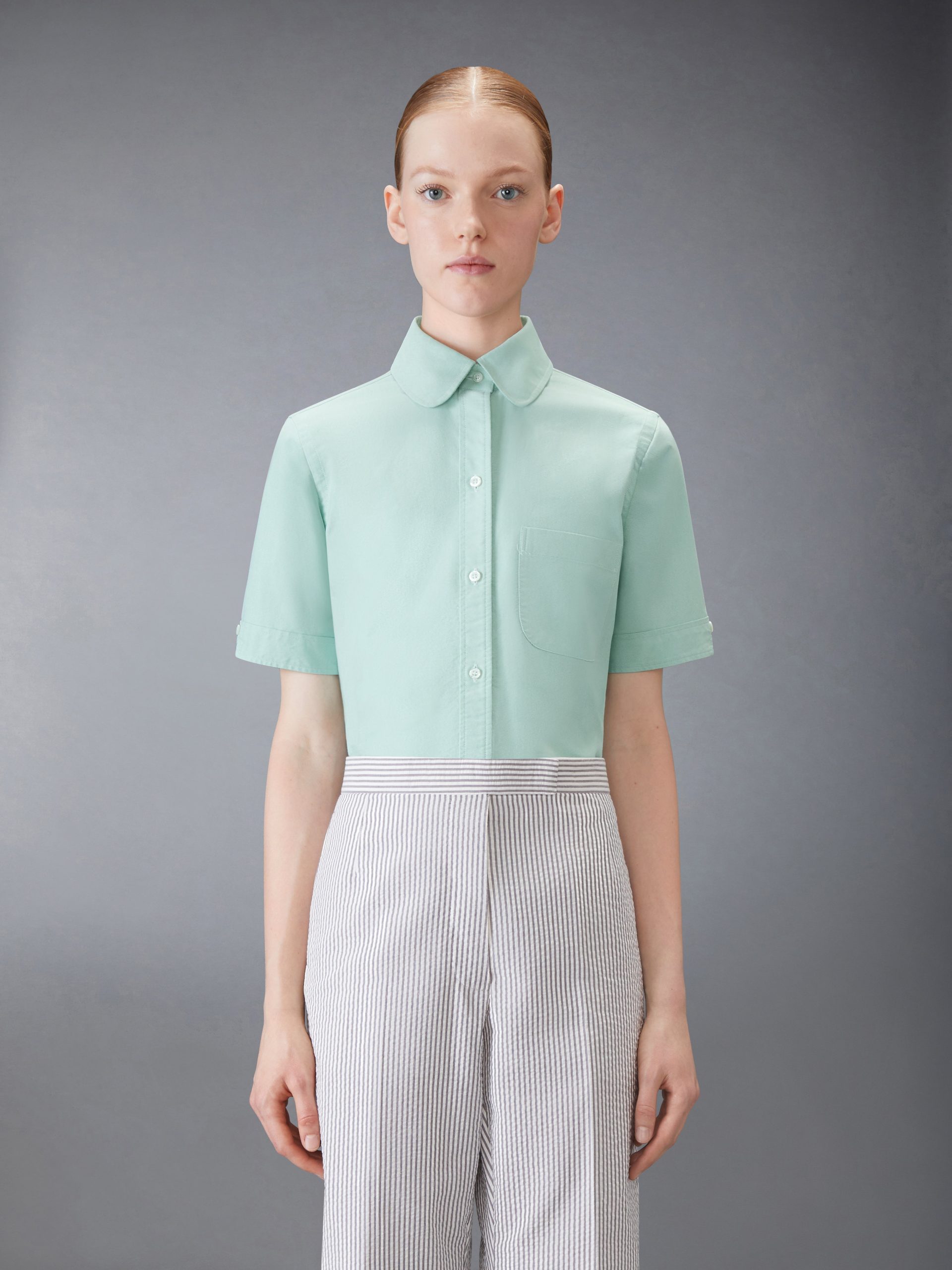 OXFORD ROUND COLLAR SHORT SLEEVE SHIRT