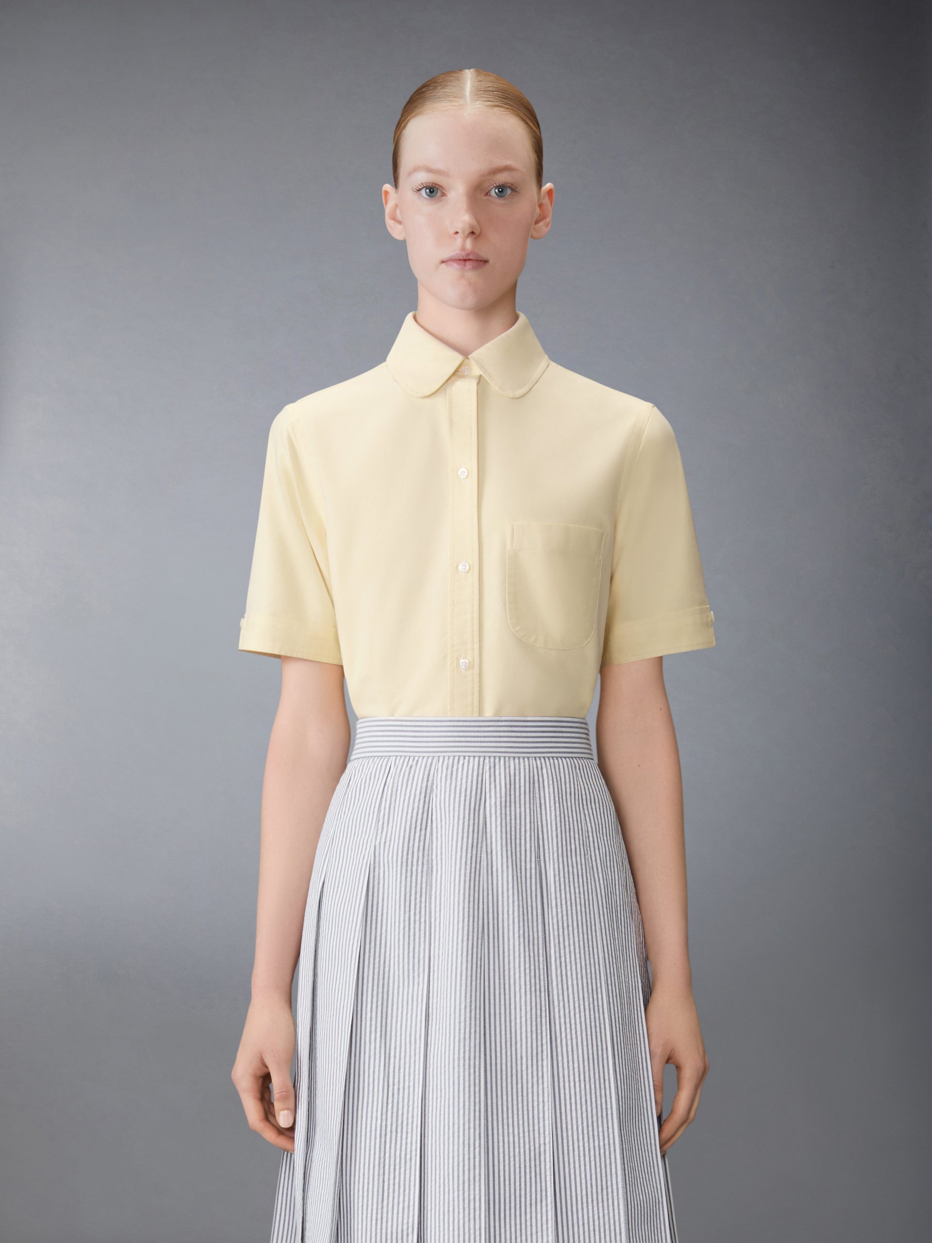 OXFORD ROUND COLLAR SHORT SLEEVE SHIRT