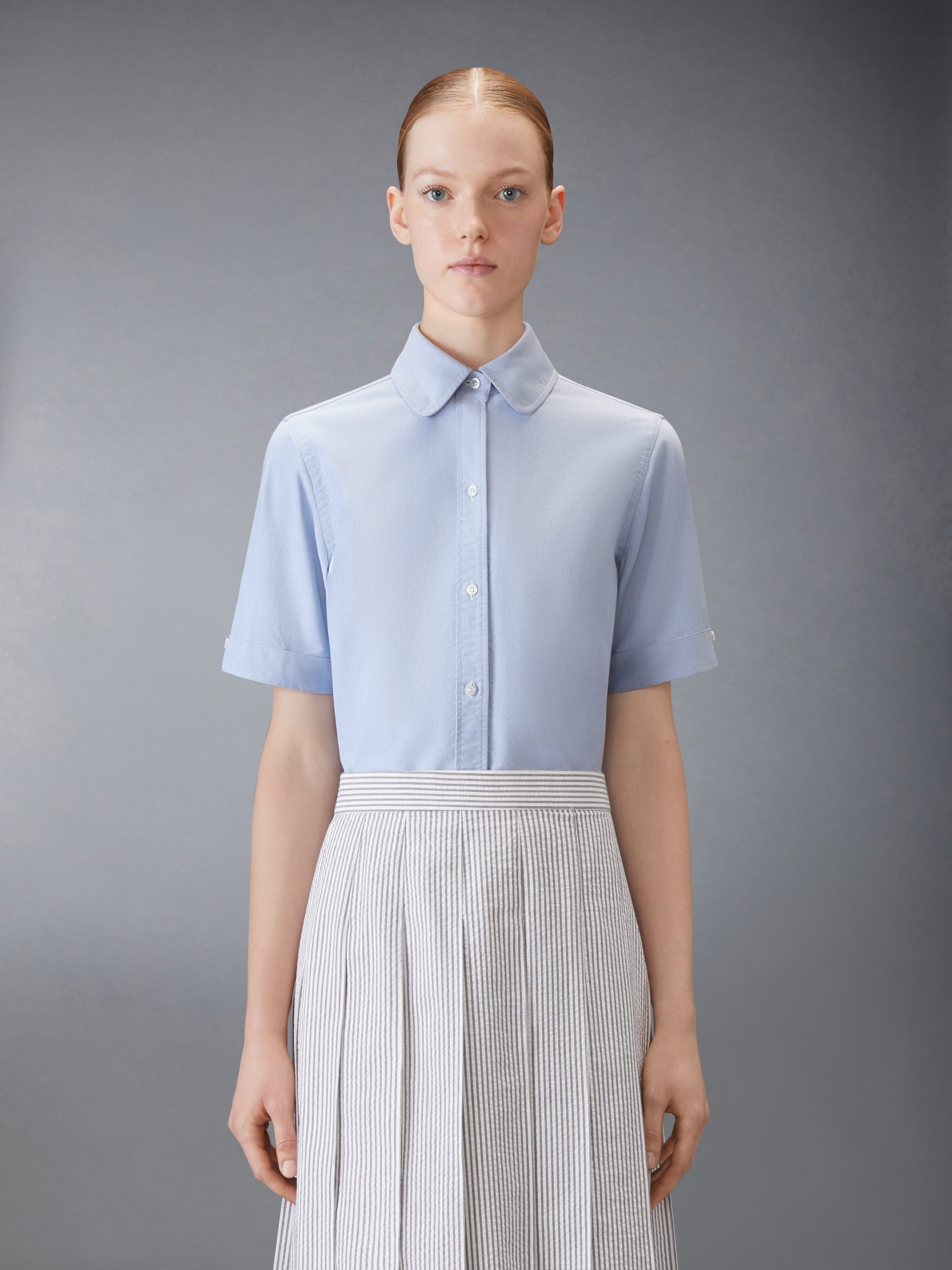 OXFORD ROUND COLLAR SHORT SLEEVE SHIRT