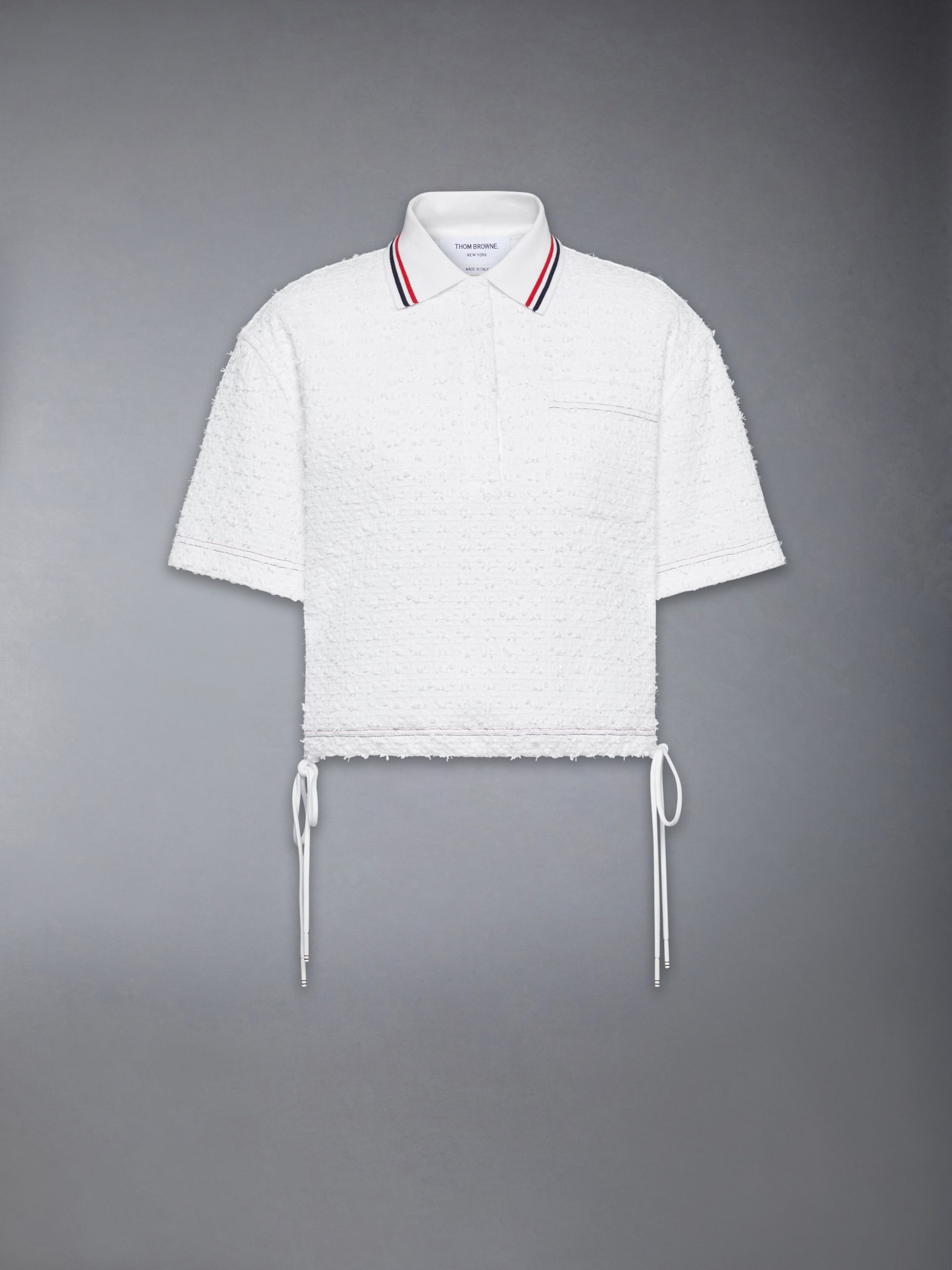 EYELASH RIBBON TWEED DRAWSTRING HEM POLO - Image 6