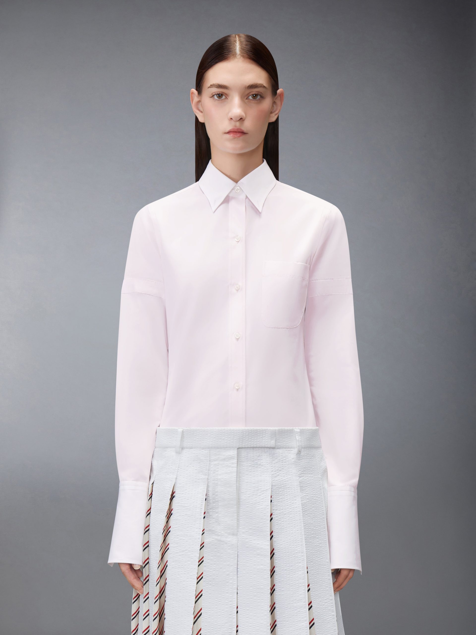 SOLID POPLIN ARMBAND FRENCH CUFF SHIRT