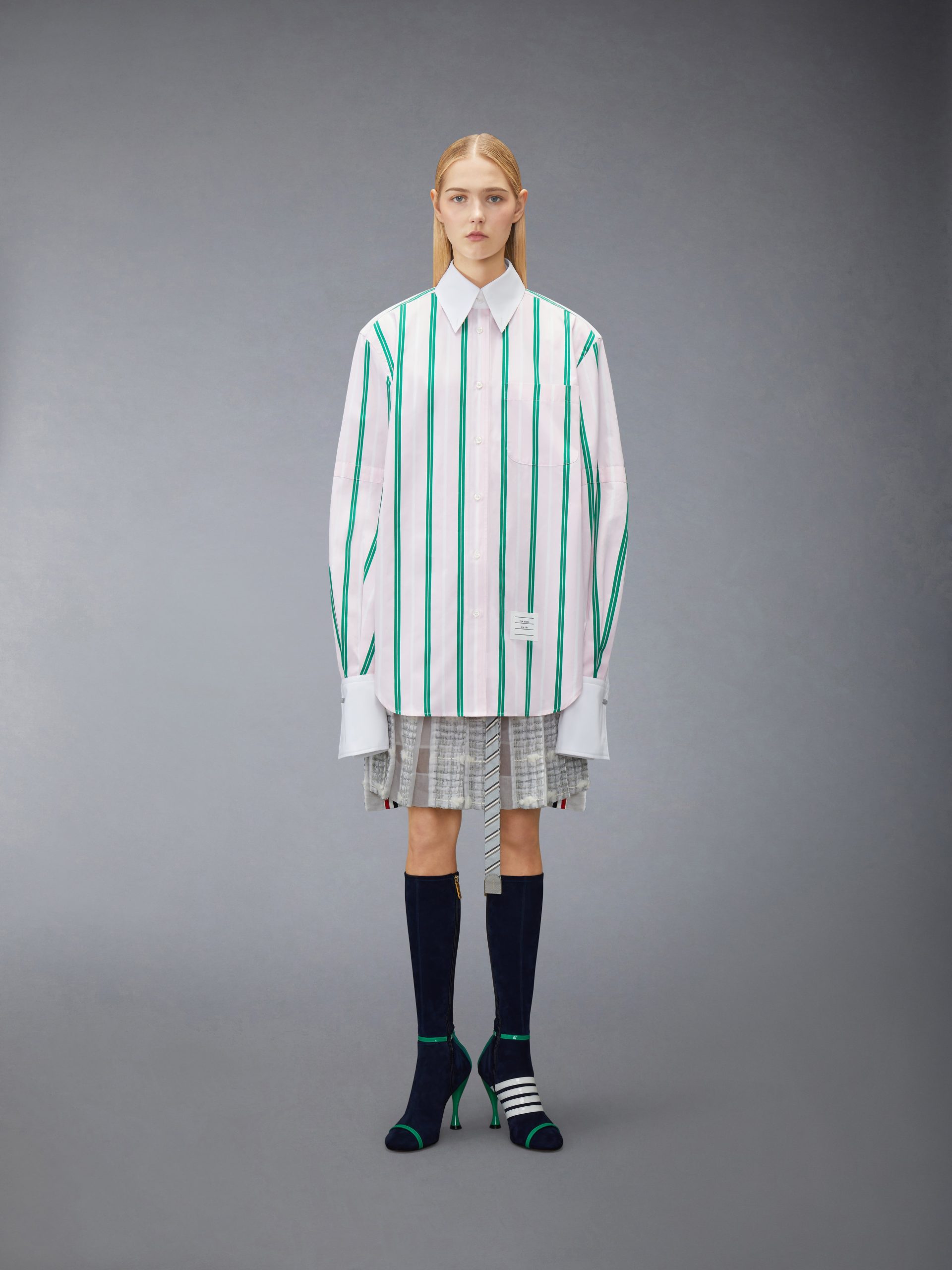 REP STRIPE POPLIN ARMBAND OVERSIZED SHIRT