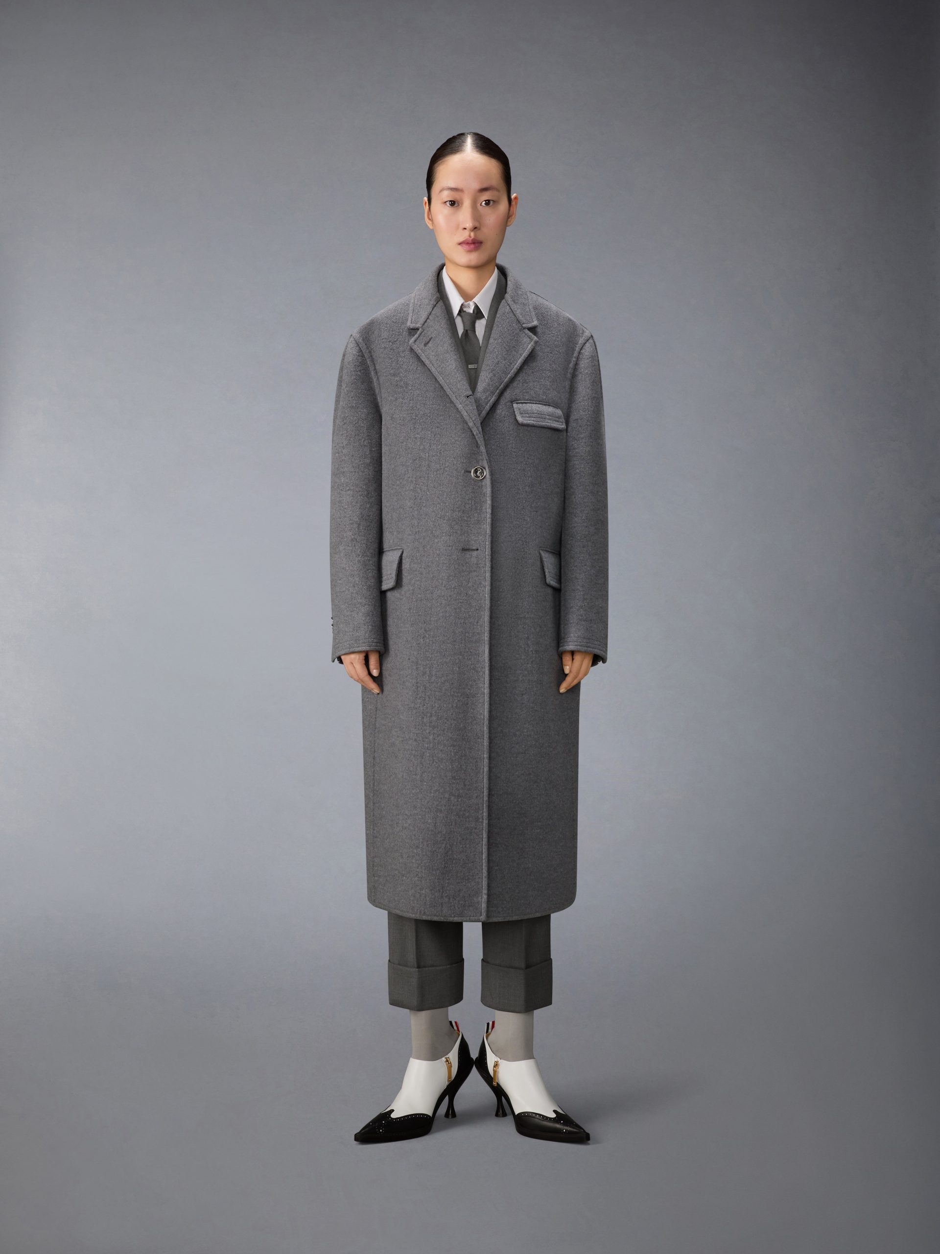 UNCONSTRUCTED BOILED WOOL CHESTERFIELD OVERCOAT