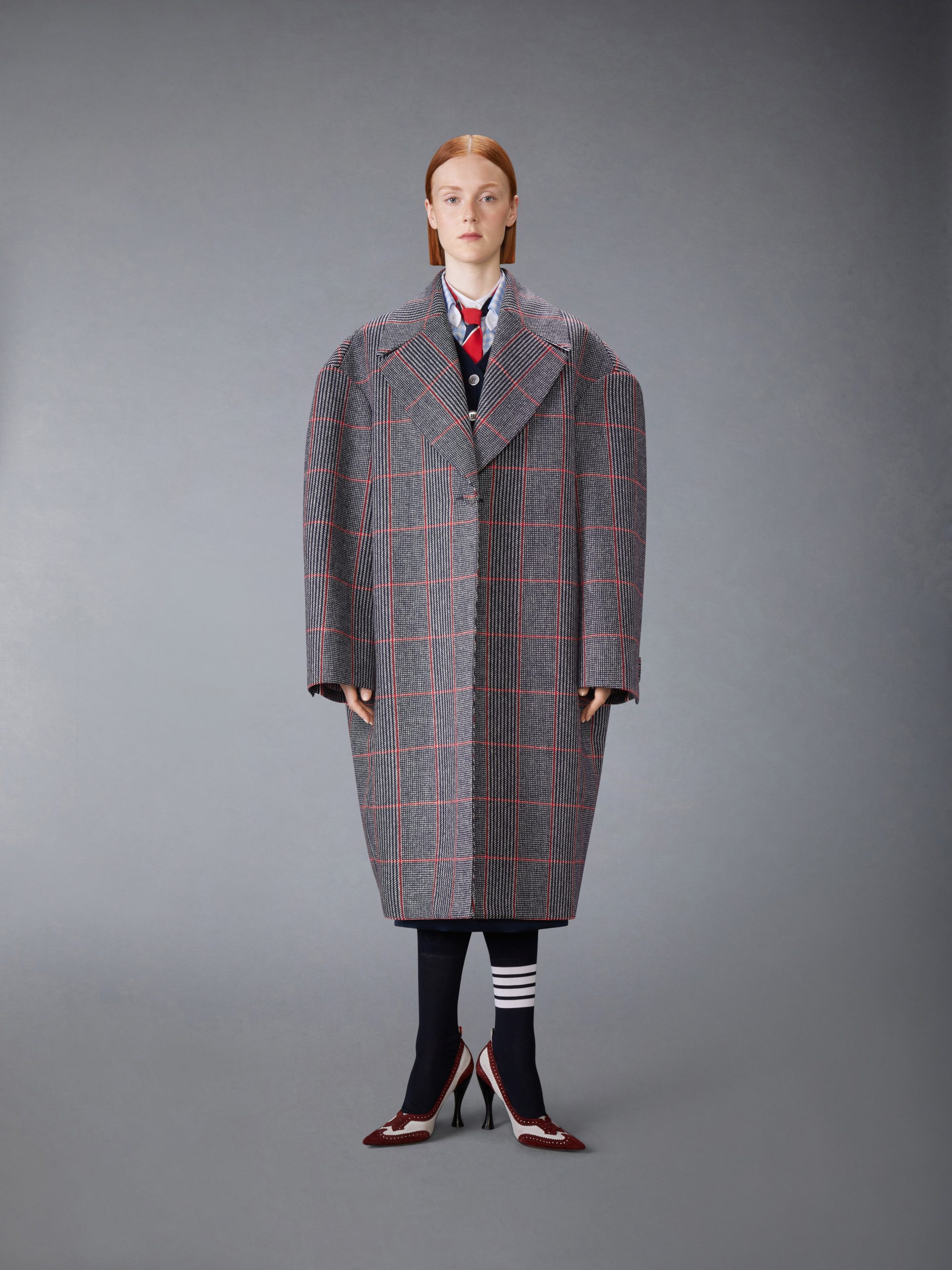 CHECK HUNTING TWEED COCOON COAT