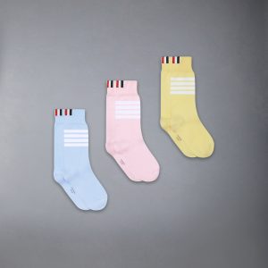 CHILDREN'S COTTON 3-PACK 4-BAR KNEE HIGH SOCKS