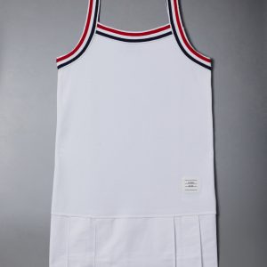 PIQUE PLEATED TANK DRESS