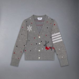 WOOL REINDEER HECTOR 4-BAR INTARSIA CARDIGAN