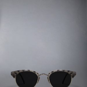 ACETATE AND TITANIUM OVAL SUNGLASSES