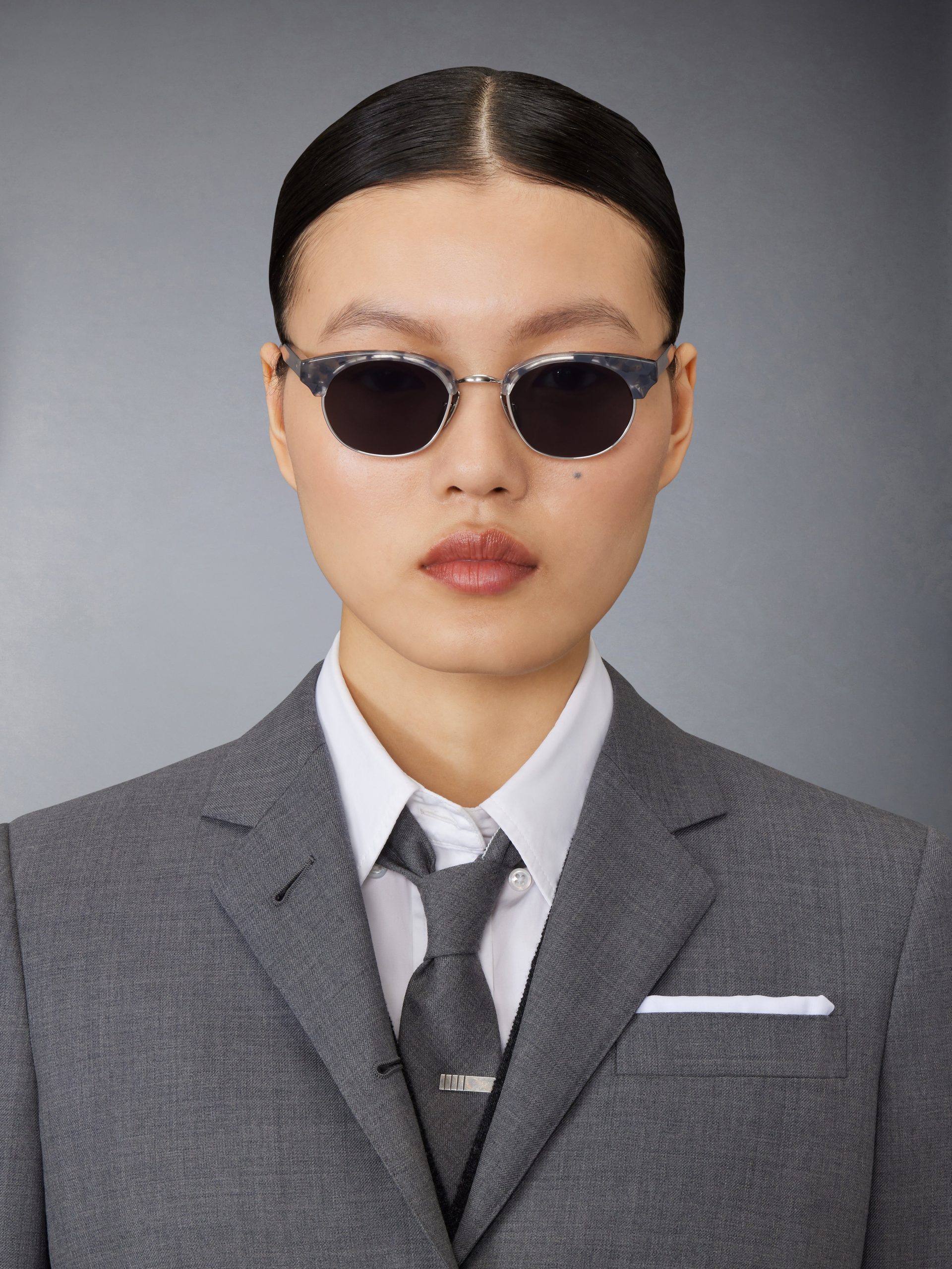 ACETATE AND TITANIUM OVAL SUNGLASSES - Image 3