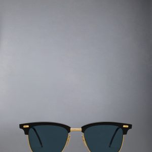 ACETATE AND TITANIUM RECTANGULAR SUNGLASSES