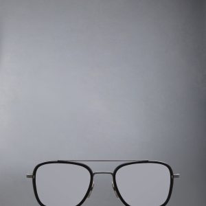 ACETATE AND TITANIUM RECTANGULAR AVIATOR SUNGLASSES