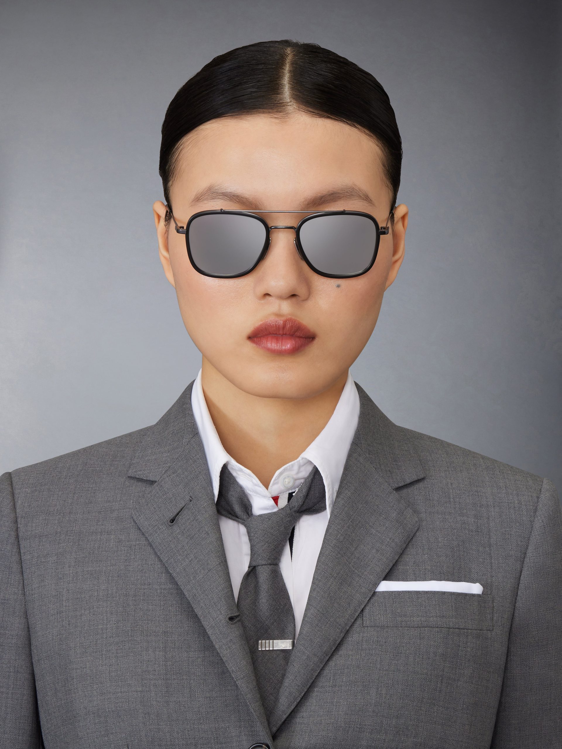 ACETATE AND TITANIUM RECTANGULAR AVIATOR SUNGLASSES - Image 2